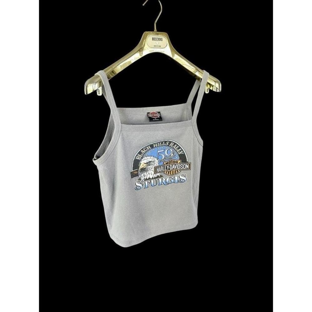 Women's Vintage Harley Davidson Tank Top Sz Large Black Hills Rally Distressed